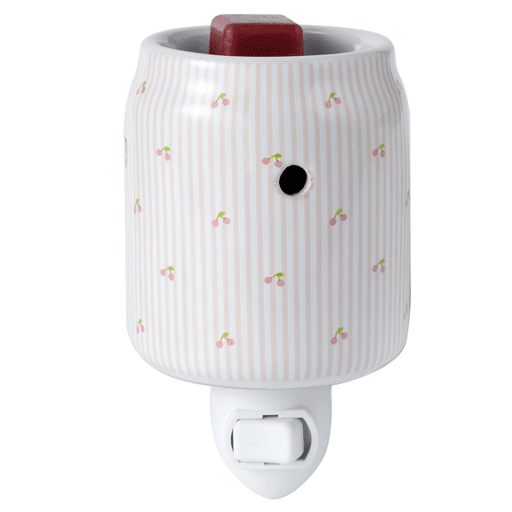 Mainstays Plug-in Wax Melt Warmer with LED Light in Striped Cherry Soda Can Design