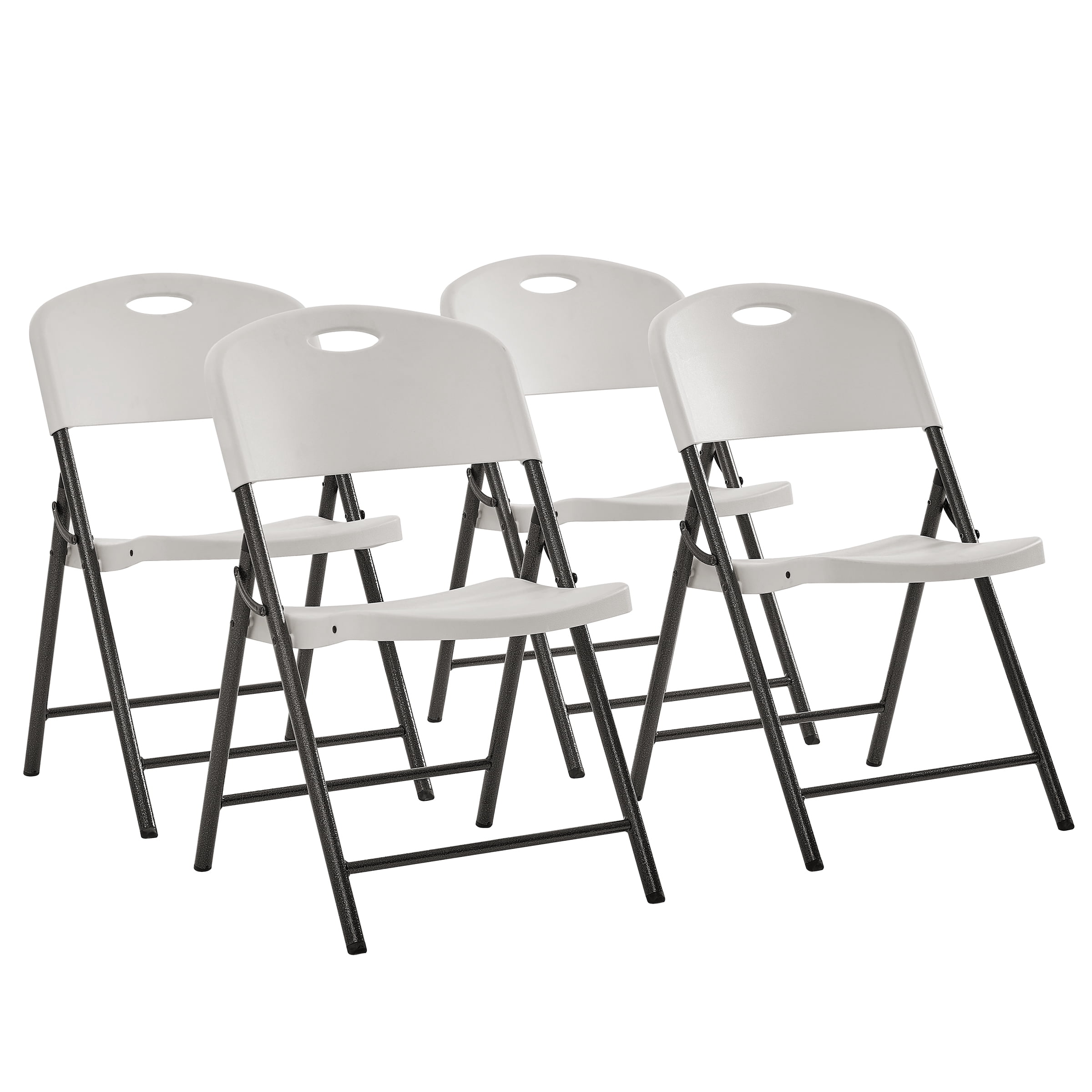 Mainstays Premium Heavy Duty Resin Folding Chair, White (Set of 4)