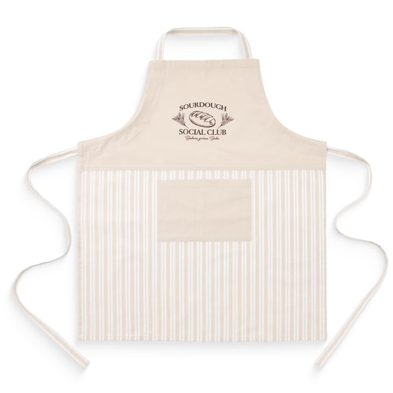 Mainstays Chef Kitchen Apron, 28" x 32" Cotton Apron with Pocket for Cooking, Baking, Gardening, Beige Sourdough Bread Club