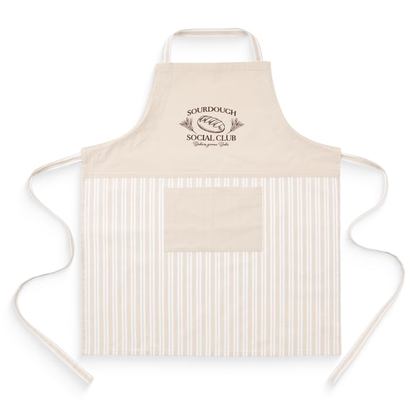 Mainstays Chef Kitchen Apron, 28" x 32" Cotton Apron with Pocket for Cooking, Baking, Gardening, Beige Sourdough Bread Club