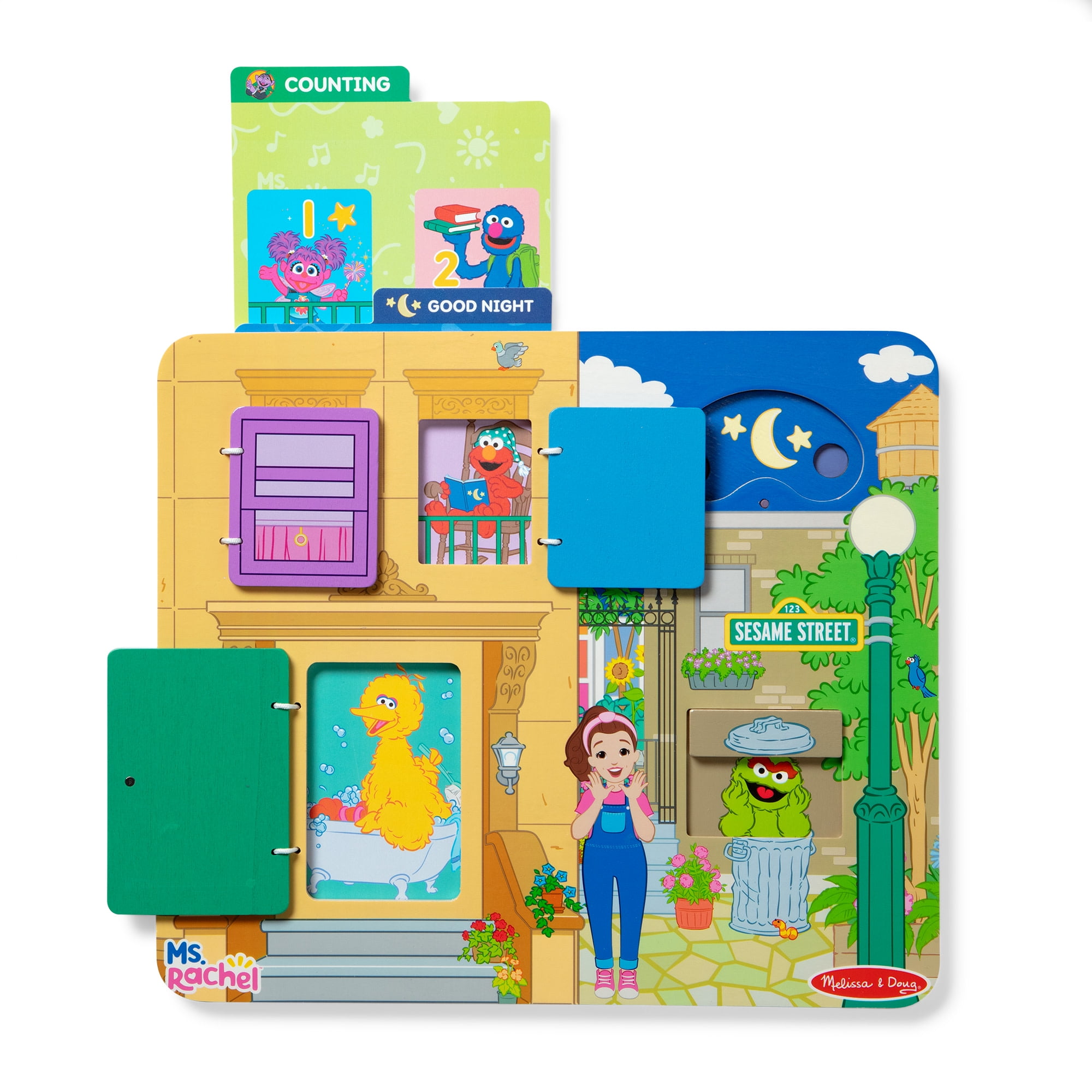 Melissa & Doug Ms. Rachel Sesame Street Wooden Daily Routines Activity Board Preschool Learning Toy for Boys and Girls - FSC Certified
