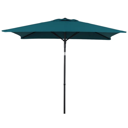 Mainstays Outdoor 6 x 7.5' Rectangle Teal Market Patio Umbrella, Push-Up, 3-Angle Tilt