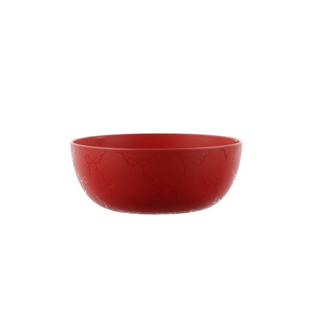 Mainstays 38 Ounce Round Plastic Etched Bow Bowl, Red