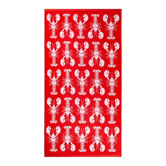 Mainstays Patriotic Cotton Blend Beach Towel, 36 x 72 in, Red Lobster