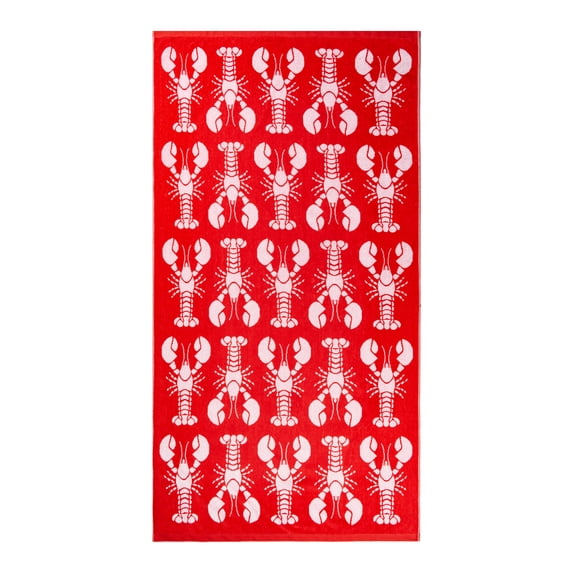 Mainstays Patriotic Cotton Blend Beach Towel, 36 x 72 in, Red Lobster