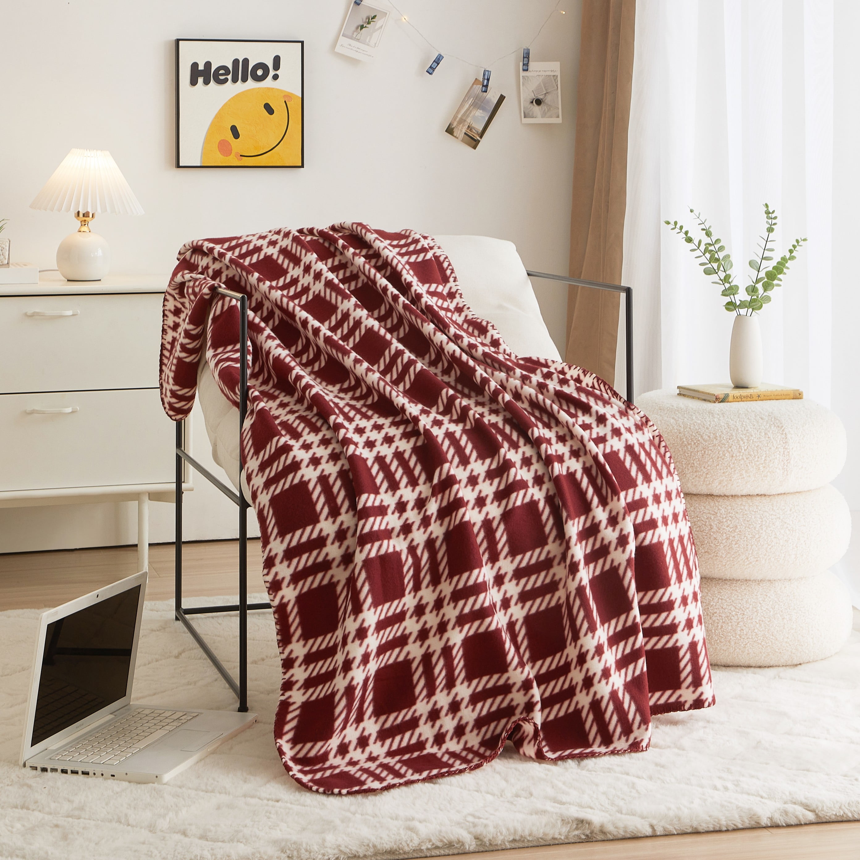 Mainstays Red Plaid Fleece Throw