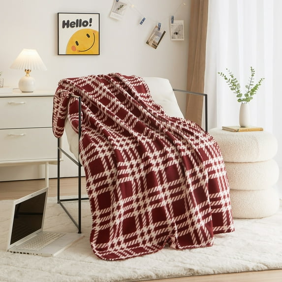 Mainstays Red Plaid Fleece Throw