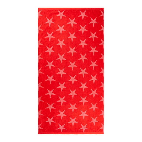 Mainstays Patriotic Cotton Blend Beach Towel, 36 x 72 in, Red Star