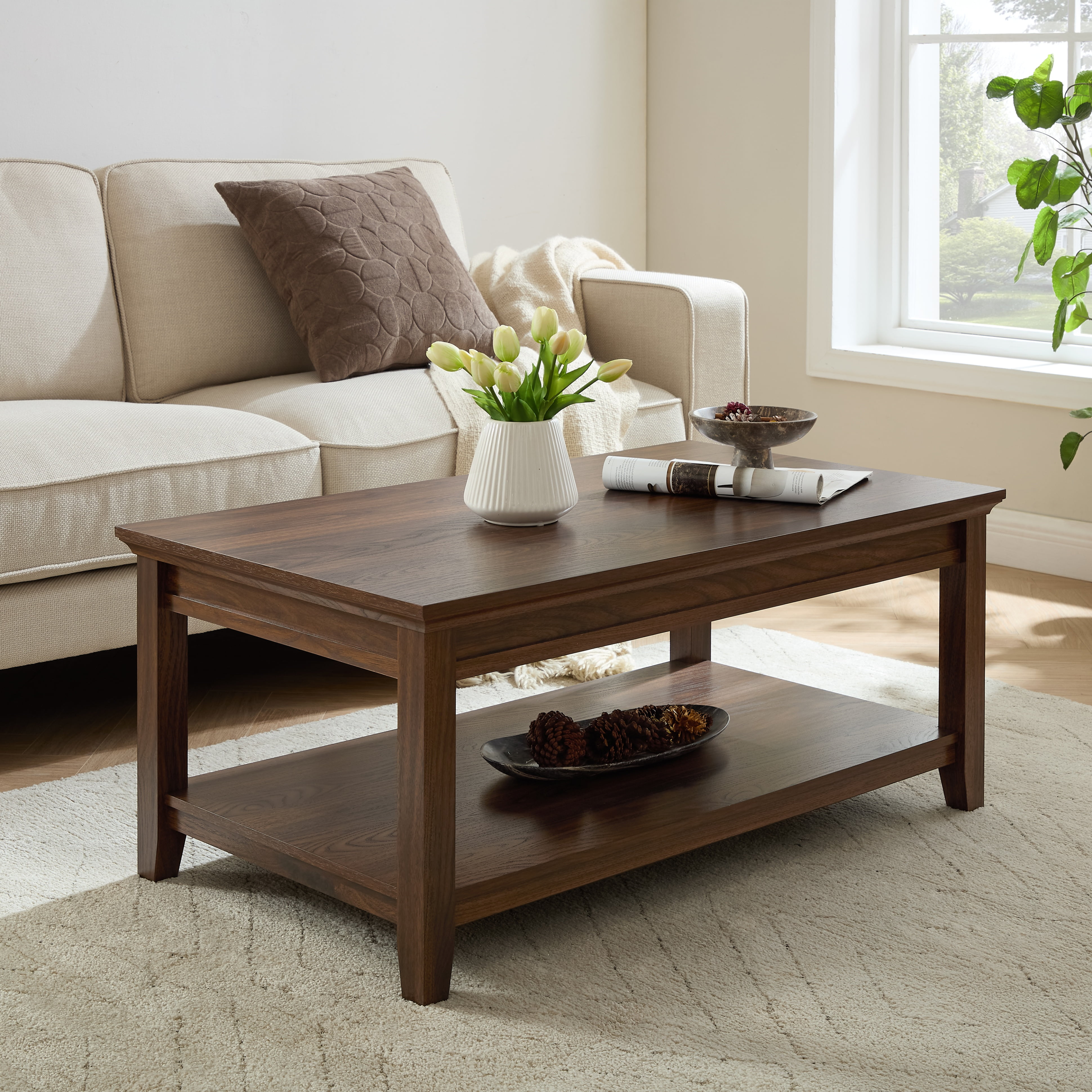 Mainstays Traditional Coffee Table, Walnut Finish