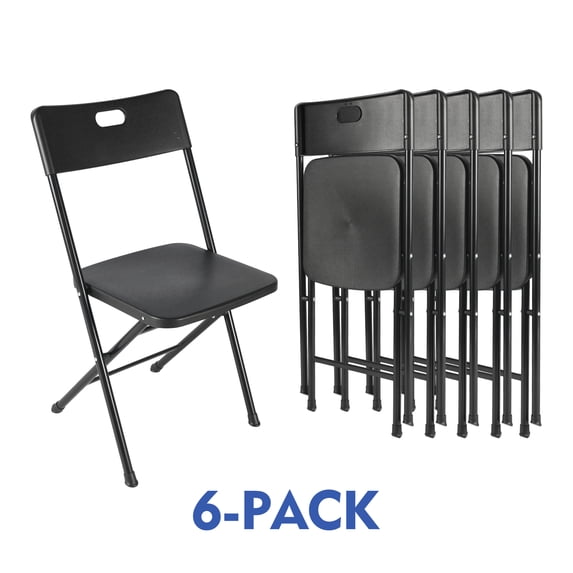 Mainstays Resin Folding Chair,Black (Set of 6)