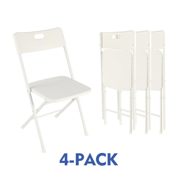 Mainstays Resin Folding Chair with Carry Handle, White (Set of 4)
