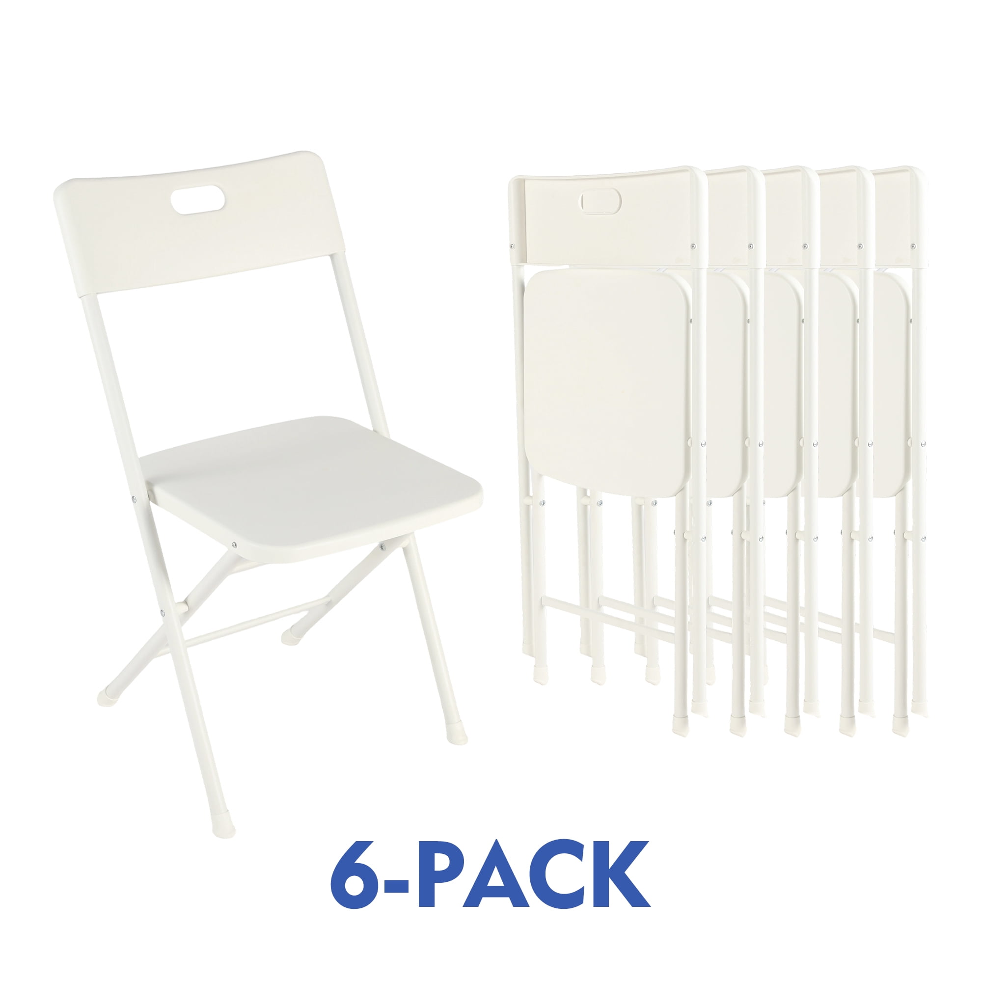 Mainstays Resin Folding Chair with Carry Handle, White (Set of 6)