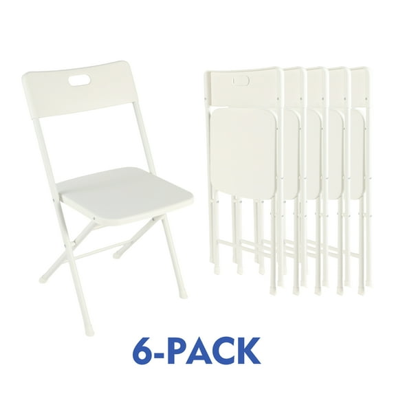 Mainstays Resin Folding Chair,White (Set of 6)