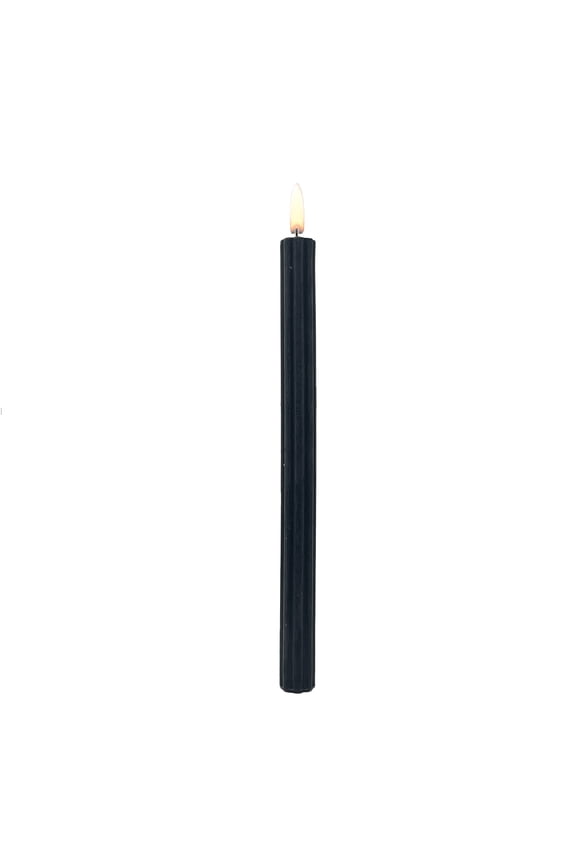 Paraffin Wax 10" Ribbed Taper Candle, Unscented, Black