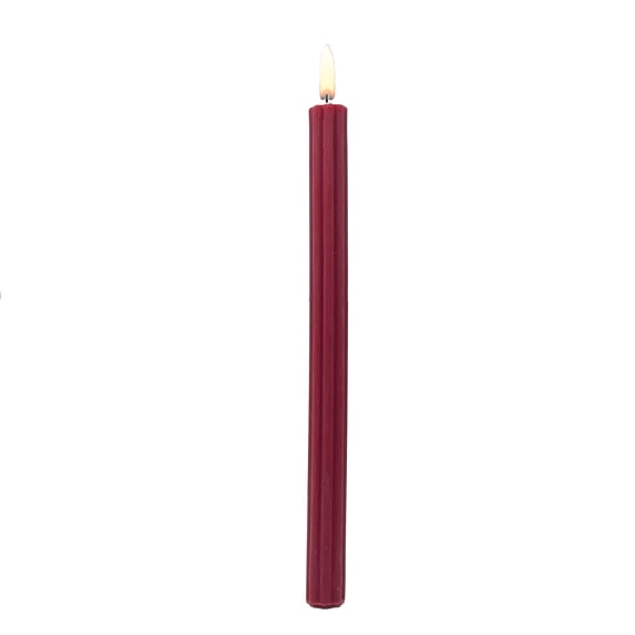 Mainstays Paraffin Wax 10" Ribbed Taper Candle, Unscented, Red