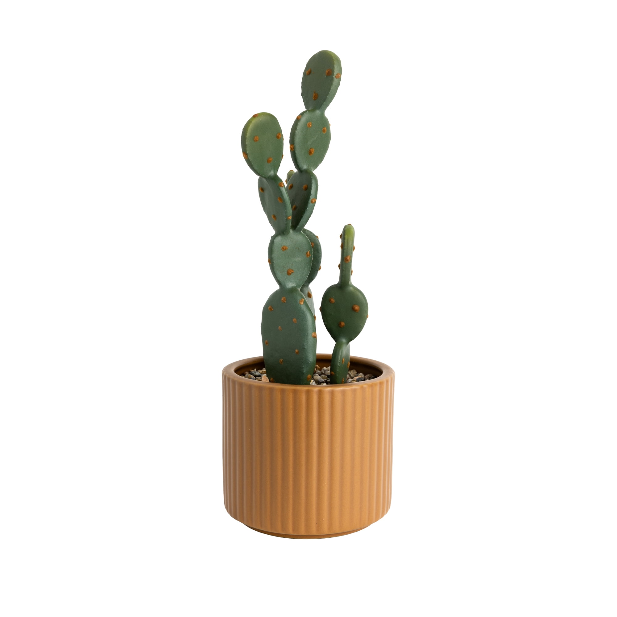 Mainstays 12-Inch Artificial Cactus in Ribbed Brown Ceramic Pot
