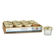 Mainstays 4 oz Mason Jars, Regular Mouth Quilted Canning Jars with Lids and Rings, 12-Pack Mini Glass Jars for Home Canning and Gifting