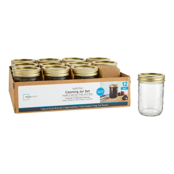 Mainstays 8 oz Glass Canning Jars, 12 Pack