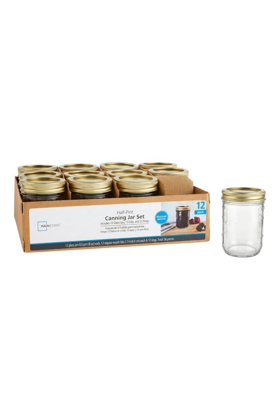 8 oz Mason Jars, Regular Mouth Half Pint Canning Jars with Lids and Rings, 12-Pack Small Glass Jars for Home Canning and Preserving