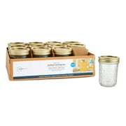 Mainstays 8 oz Mason Jars, Regular Mouth Quilted Half Pint Canning Jars with Lids and Rings, 12-Pack Small Glass Jars for Home Canning and Gifting