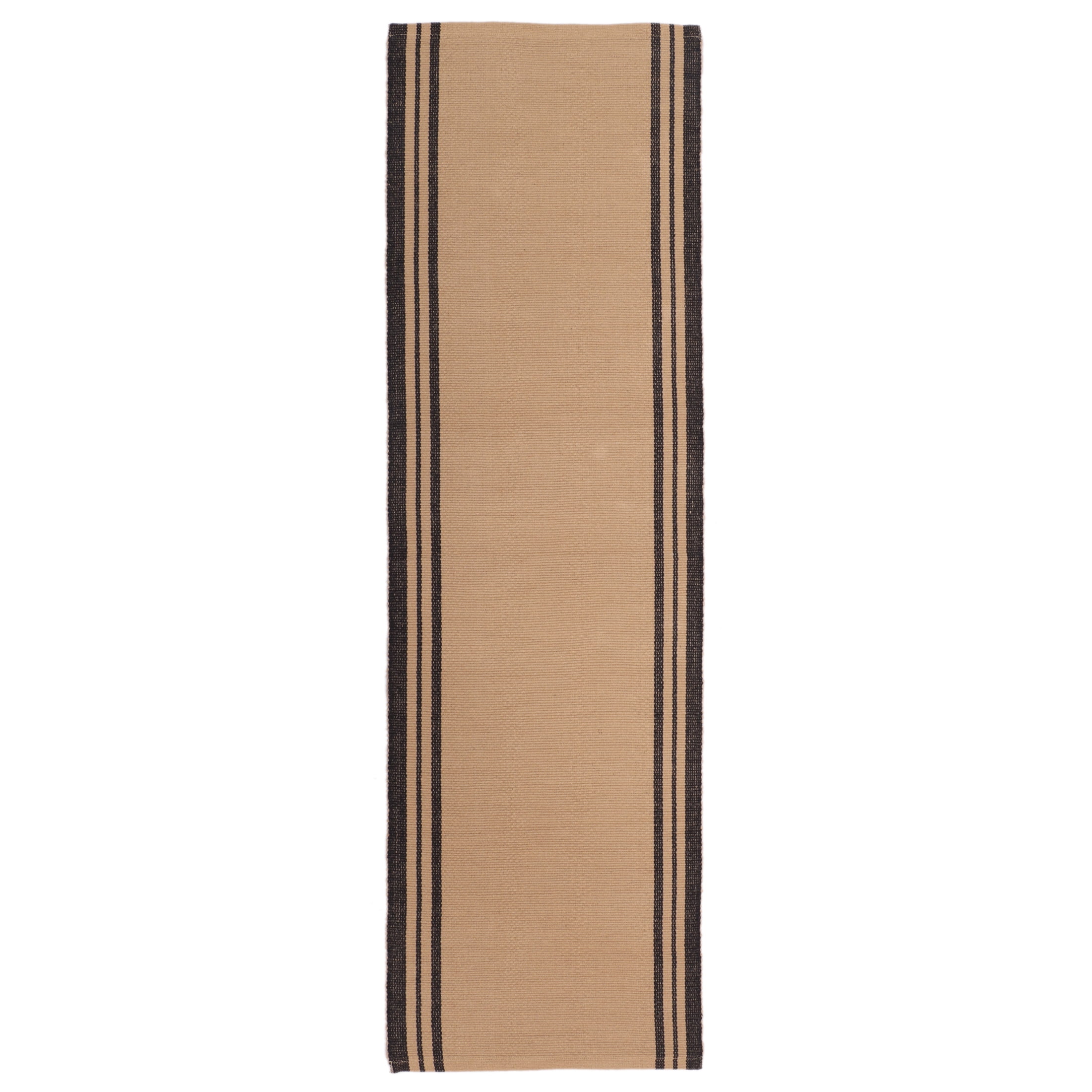 Mainstays Handwoven Woven Stripes Runner Rug, Black and Beige, 22" x 72" Antiskid Backing