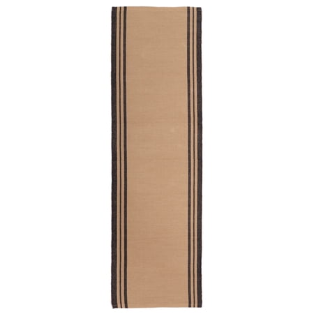 Mainstays Handwoven Woven Stripes Runner Rug, Black and Beige, 22" x 72" Antiskid Backing