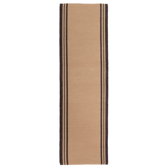 Mainstays Handwoven Woven Stripes Runner Rug, Black and Beige, 22" x 72" Antiskid Backing
