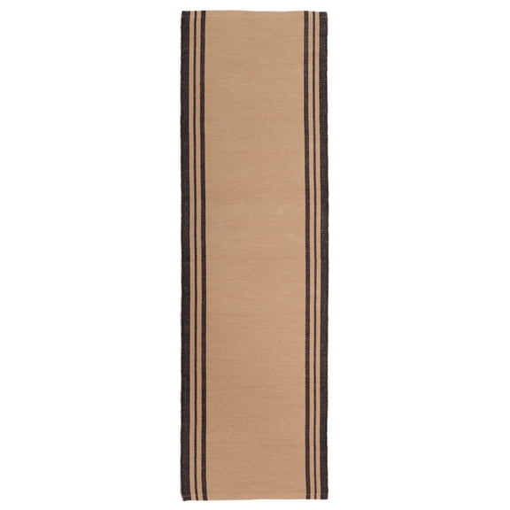 Mainstays Handwoven Woven Stripes Runner Rug, Black and Beige, 22" x 72" Antiskid Backing
