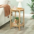thumbnail interactive-video image 1 of Mainstays Round Modern Dowel End Table, Natural Teak Finish, 1 of 15