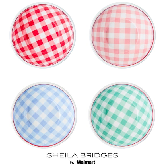 Sheila Bridges Philadelphia Collection Multicolor Gingham Melamine Dip Bowls, 4 Count