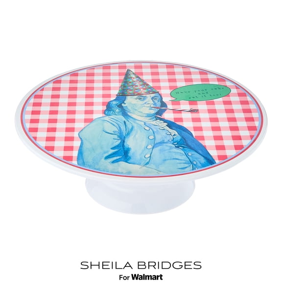 Sheila Bridges Philadelphia Collection 12" Benjamin Franklin Cake Stand, Multicolor