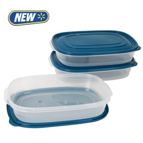 Mainstays Semi Durable Rectangular 1 Gallon Plastic Food Storage Containers, 3 Pack