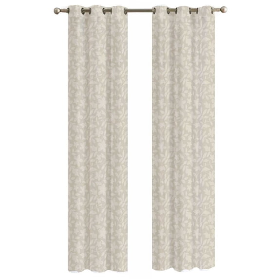 Mainstays Sheer Printed Grommeted Curtain, Set of 2, Beige Floral, 38” W x 108” L