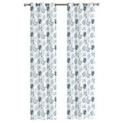 Mainstays Sheer Printed Grommet Curtain Set, 2 Panels, Teal Floral, 38 in W x 108 in L