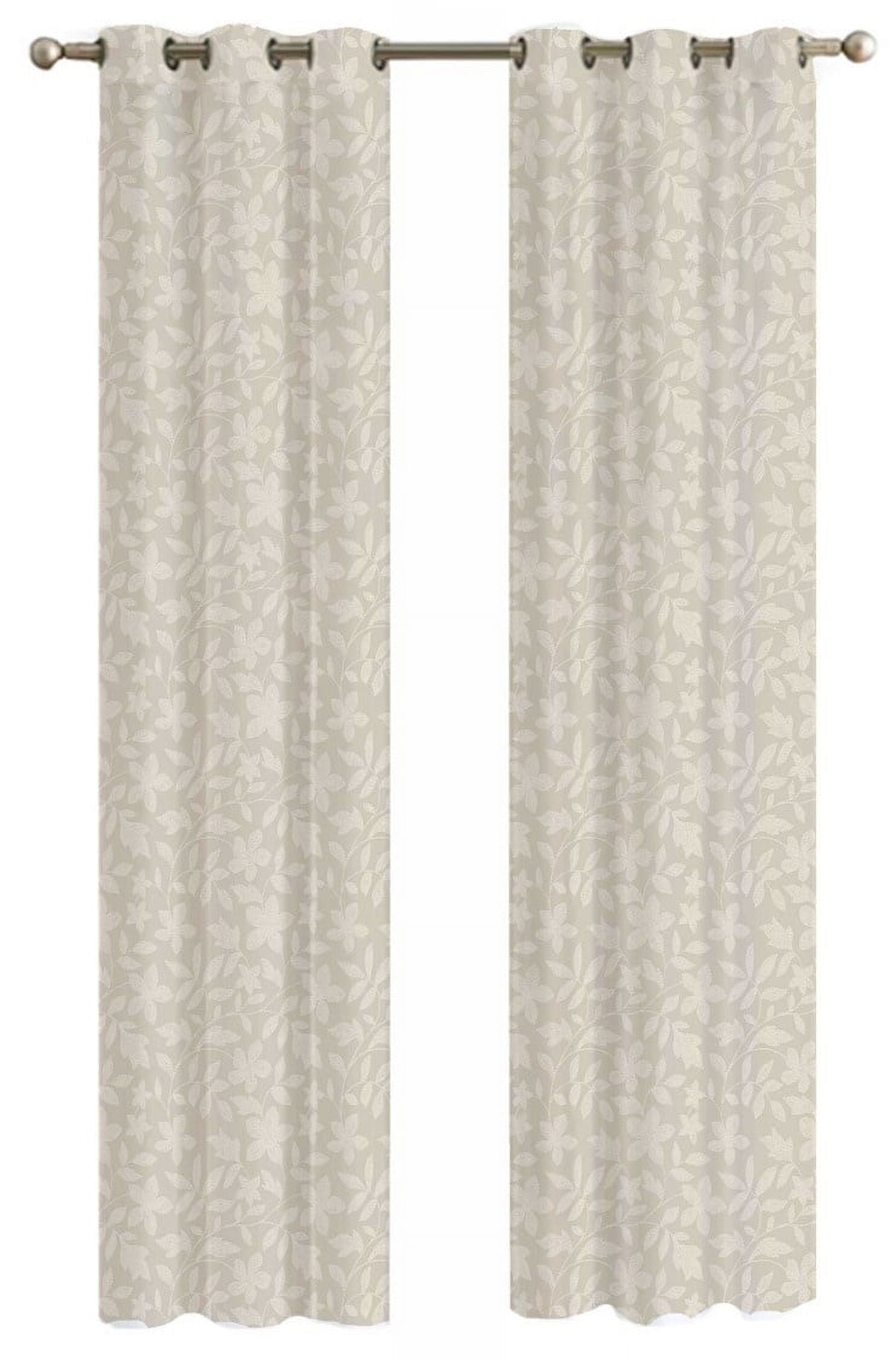 Mainstays Sheer Printed Grommeted Curtain, Set of 2, Beige Floral, 38” W x 63” L