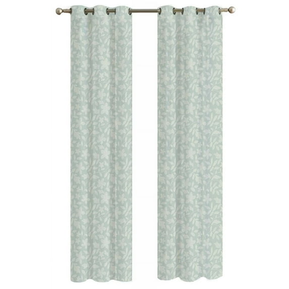 Mainstays Sheer Printed Grommeted Curtain, Set of 2, Soft Sea Floral, 38” W x 63” L