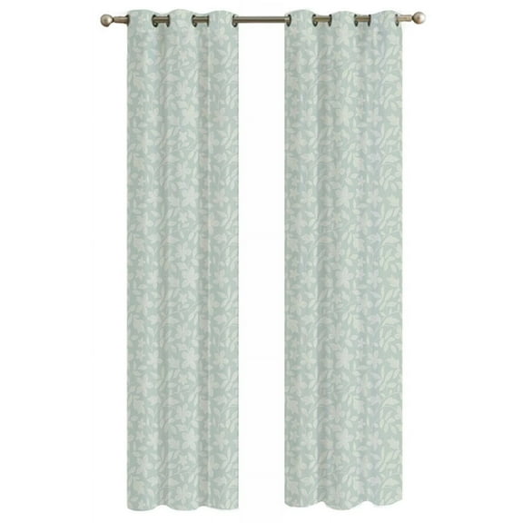 Mainstays Sheer Printed Grommeted Curtain, Set of 2, Soft Sea Floral, 38” W x 63” L