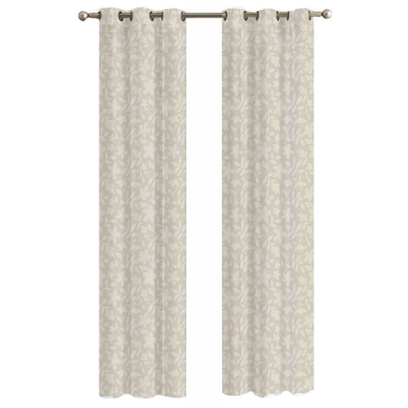 Mainstays Sheer Printed Grommeted Curtain, Set of 2, Beige Floral, 38” W x 84” L