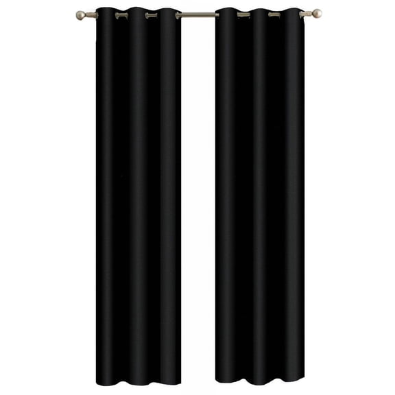 Mainstays Sheer Grommeted Curtain, Set of 2, Solid Black, 38” W x 84” L