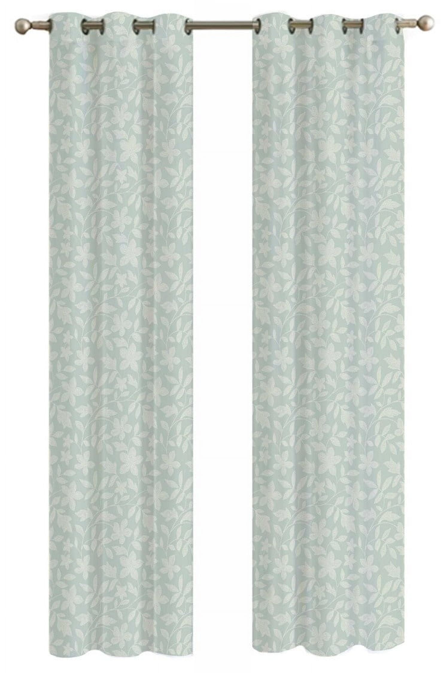 Mainstays Sheer Printed Grommeted Curtain, Set of 2, Soft Sea Floral, 38” W x 95” L