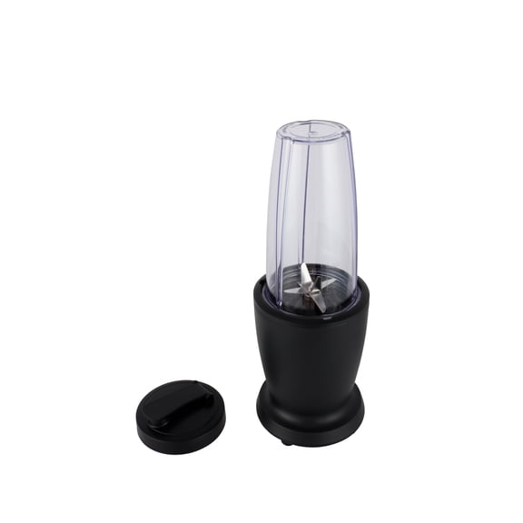 Mainstays Single Serve Blender, Black, 300W, with 1 Tumbler (18oz; AS), 1 Drinking Lid, Stainless Steel Blade