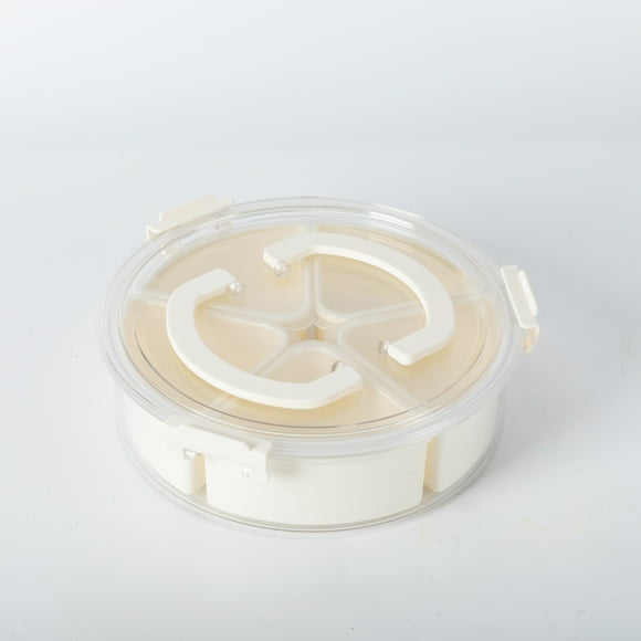 Mainstays Snackle Box, Lunch & Snack Container with lids, Plastic, Round, 5 Compartment , White, Well Suited to Hot or Cold Meals Away from Home
