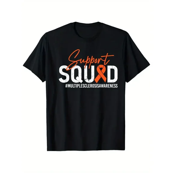 MS Squad Multiple Sclerosis Awareness Team Support Squad T-Shirt Real One T-shirt Interesting Slang T-shirt 100% Pure Cotton Gift For Men Women Dad Mom and Friends Large Sizes