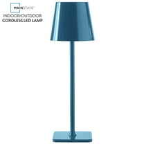 Mainstays 13-inch Rechargeable Table Lamp with Corsair Blue Finish and Touch Dimming Control