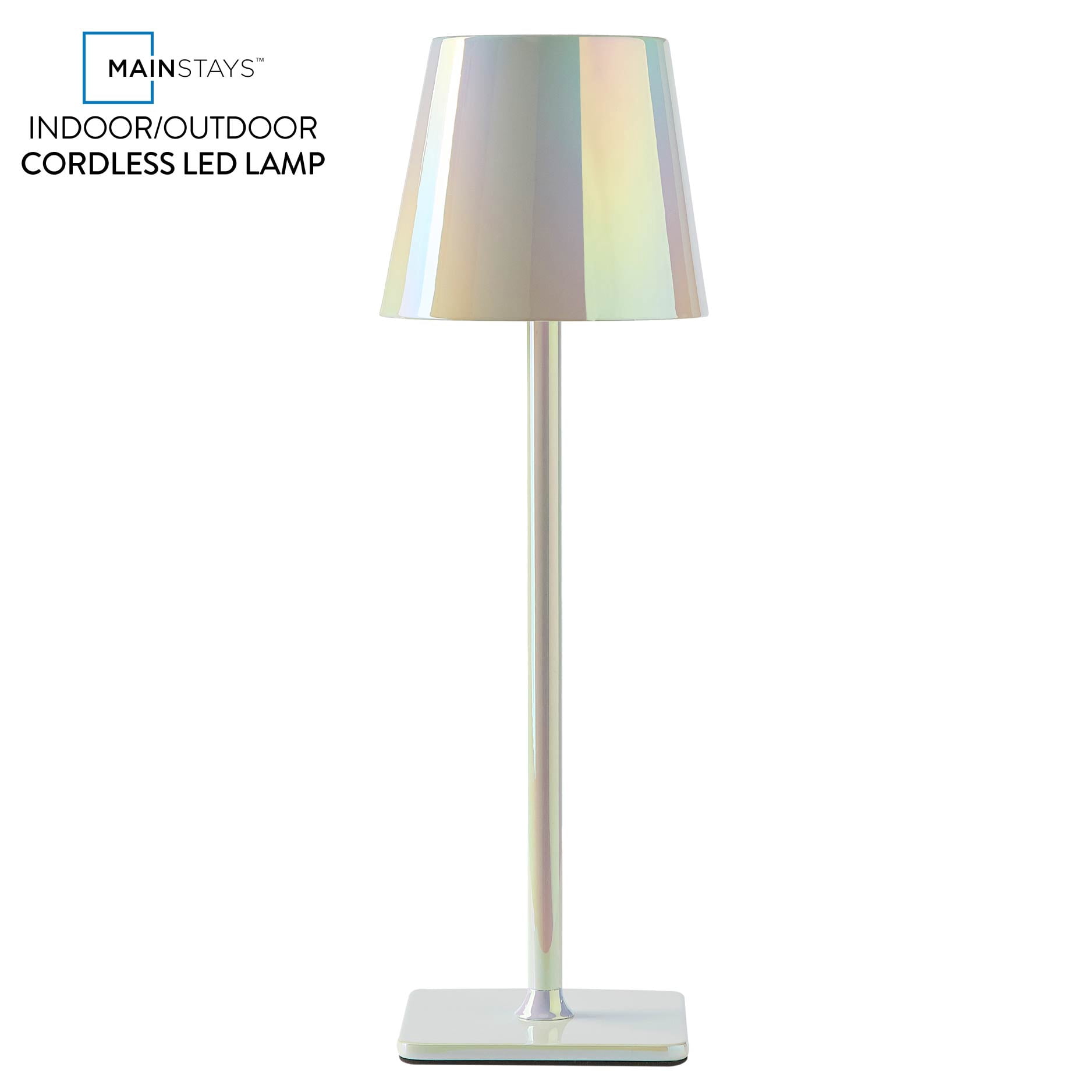 Mainstays Iridescent Rechargeable Table Lamp - 13 Inch Cordless Design