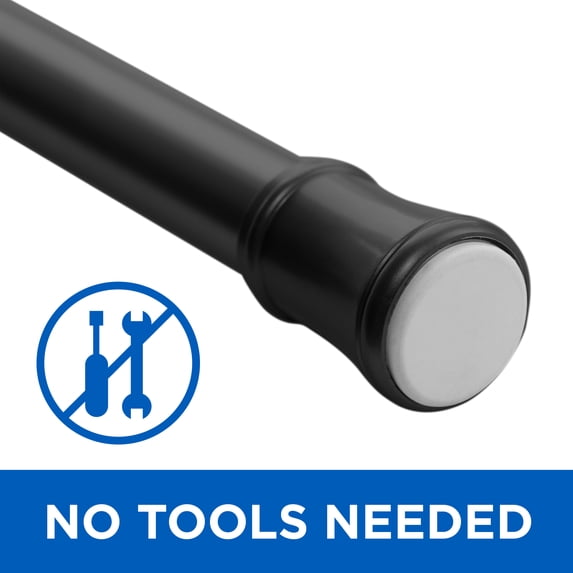 Mainstays Heavy Duty Adjustable Tension Curtain Rod, 48-84 inch, No Drilling, Matte Black