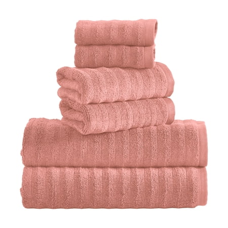 Mainstays Performance Textured 6-Piece Bath Towel Set, Terracotta