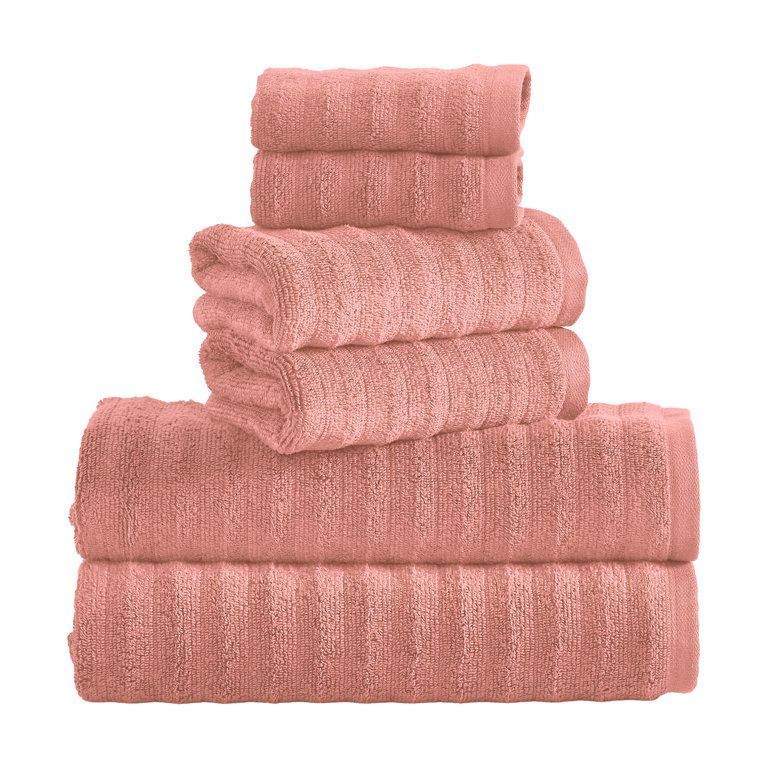 Mainstays Performance Textured 6-Piece Bath Towel Set, Terracotta