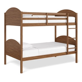 Mainstays Kids Wood Twin-over-Twin Bunk Bed, Warm Walnut