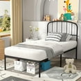 thumbnail interactive-video image 1 of Mainstays Crew Twin Metal Platform Bed With Curved Headboard, Black Steel, 1 of 10